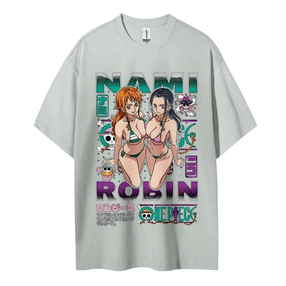 ONE PIECE Anime NAMI ROBIN Printed T-shirt Men's and Women's T-shirt Men's Top Sports T-shirt Men's T-shirt Summer Tee 2026