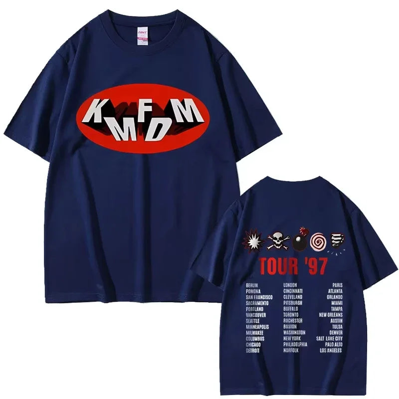 Rock Band Kmfdm Tour 97 Graphic Print  T-shirt Summer Men Women Vintage Gothic Punk Streetwear Male Casual Pure Cotton  T Shirts