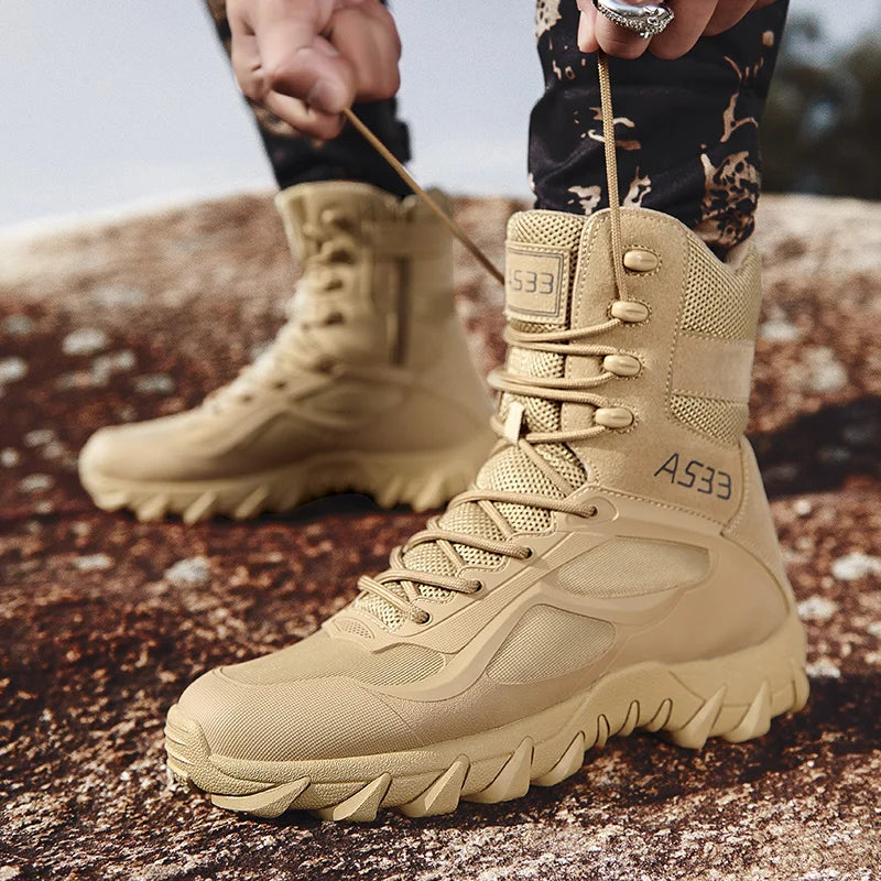 Men Tactical Boot Safety Anti-Slip Military Brand Hunting Hiking Shoes High Quality Desert Motorcycle Unisex Army Climbing Shoes