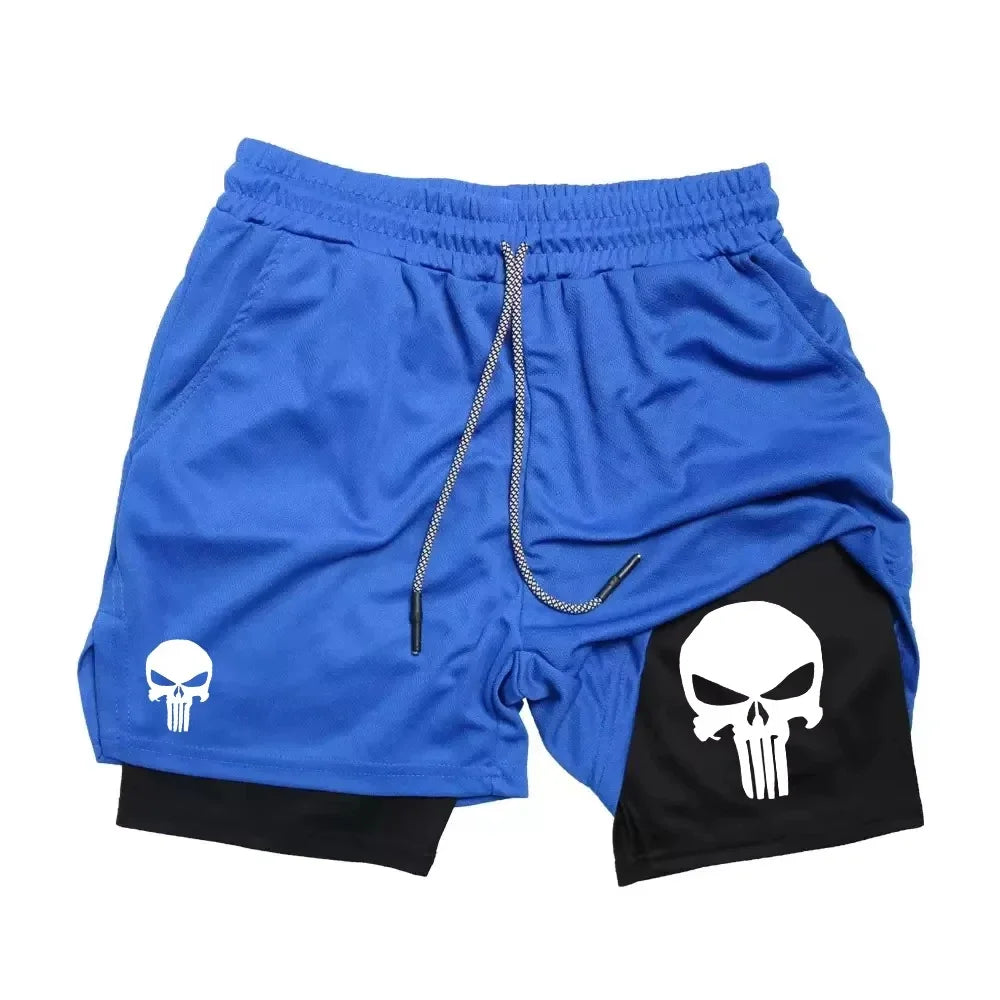 Summer Men's 2-in-1 Sports Shorts with Phone Bag, Quick Drying Fitness Running Shorts