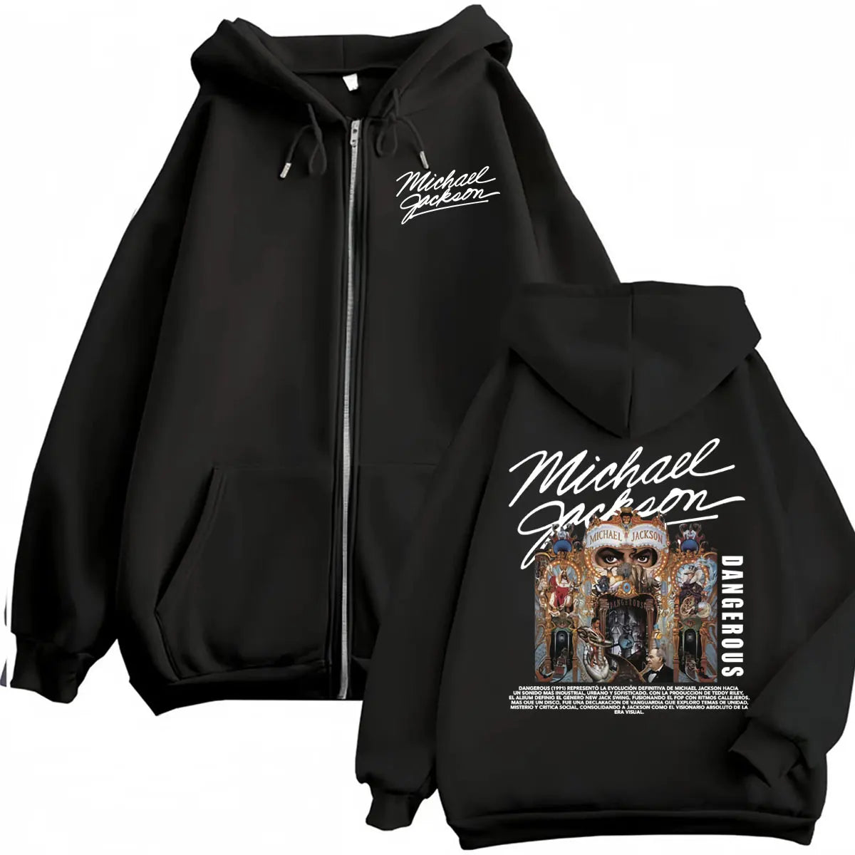 King of Pop Michael Jackson Bad Era Zipper Hoodie Men Women Harajuku Streetwear Jacket Sweatshirt Fleece Casual Zip Up Pullovers