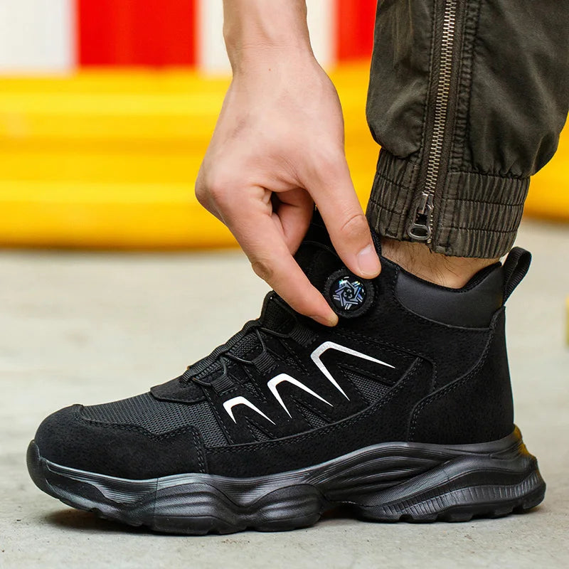 Rotating Button Safety Shoes Man Boots Anti Smash Anti Piercing Steel Toe Safety Work Shoes Lightweight Breathable Work Boots