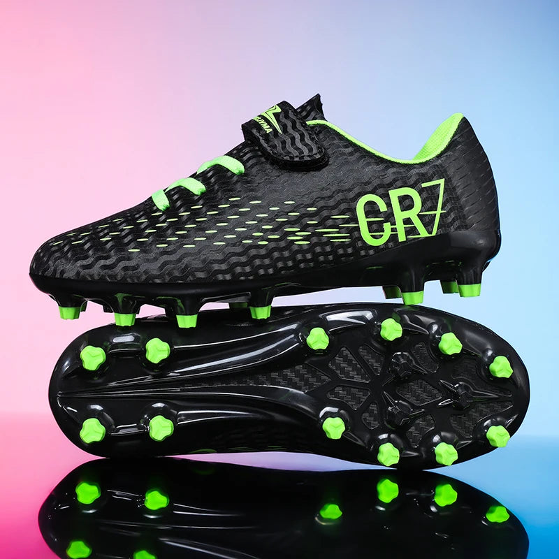 New Hot Children Football Boots Outdoor Trainers Soccer Shoes for Kids Boys Girls Hook Loop Football Cleats Futsal Sneakers31-39