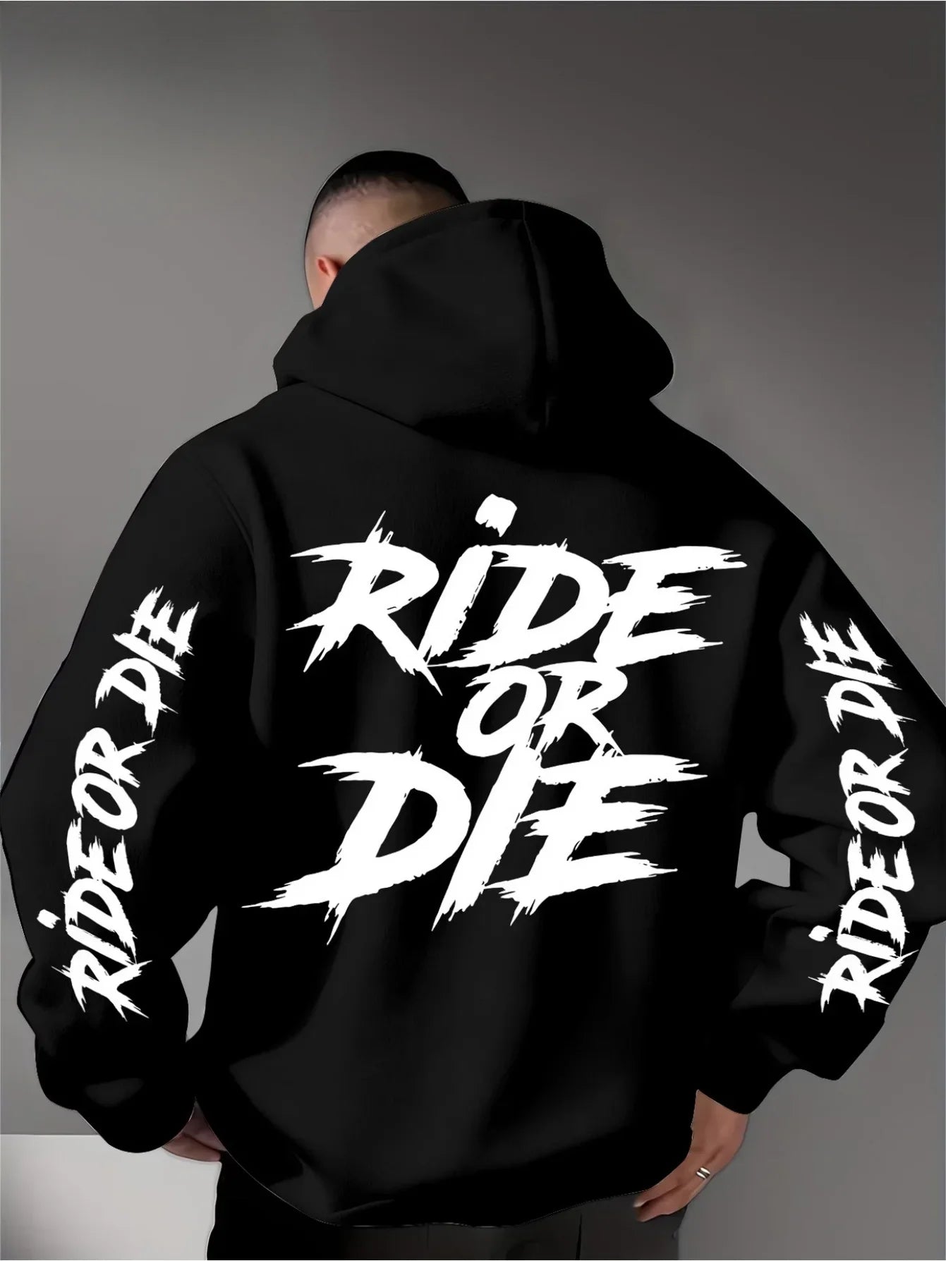 Men's Ride Or Die Graphic Hoodie Sweatshirt Oversized Streetwear Sportswear Pullover Casual Autumn Winter Hooded Top