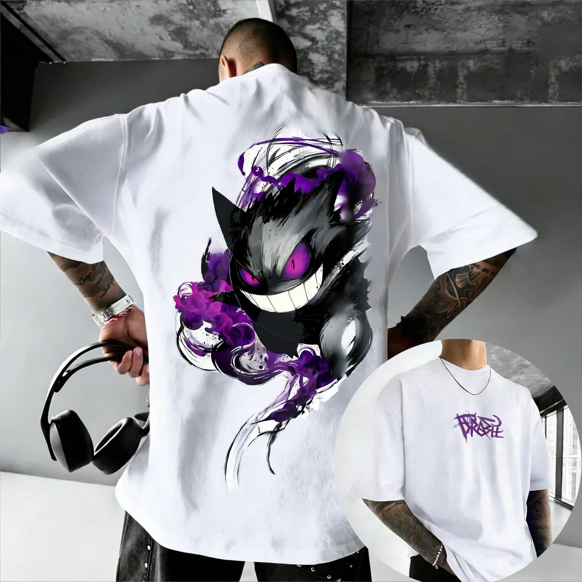Pokémon Anime Gengar Peripheral Printed T-shirt Summer Men's and Women's T-shirt Trendy Loose Casual Y2K Short Sleeve 2026 New