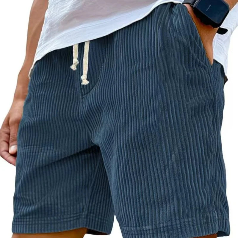 American Vintage Corduroy Shorts For Men Summer Loose Drawstring Versatile Middle Pant 2025 Fashion Casual Short Trousers