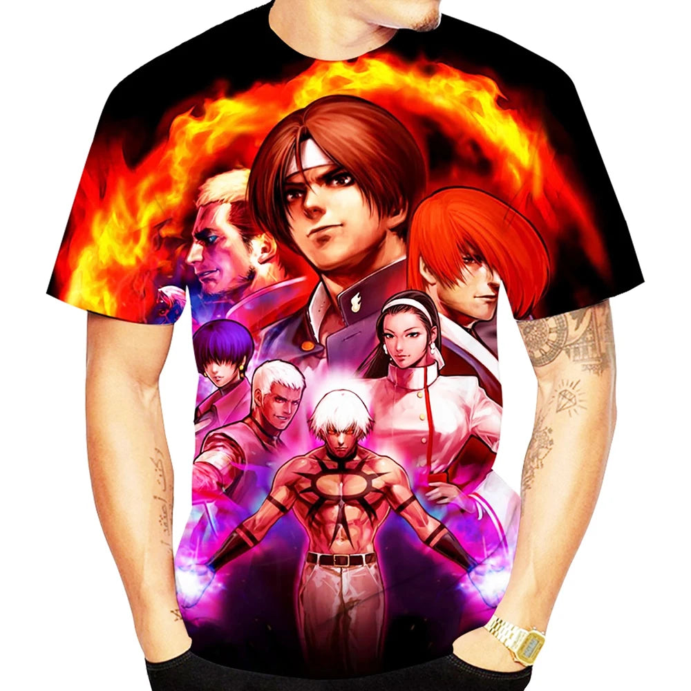 Fun fighting game creative 3D printed short sleeved T-shirt with fashionable, cool and trendy personality
