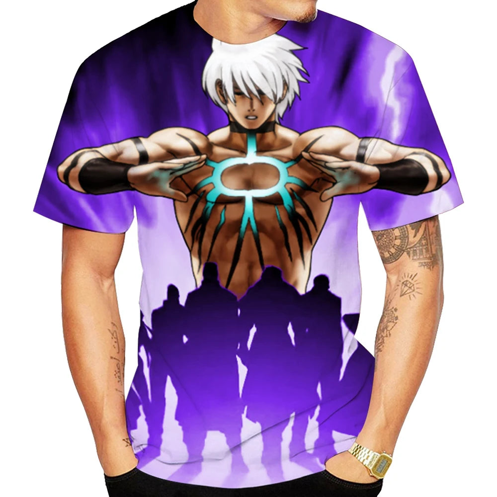 Fun fighting game creative 3D printed short sleeved T-shirt with fashionable, cool and trendy personality