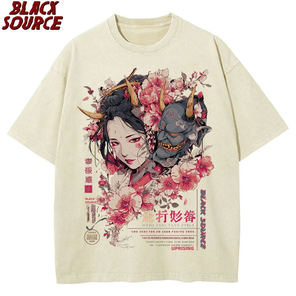 T240 Men'S Women'S Anime-Inspired Graphic T-Shirt Vibrant Dragon Floral Design Casual Summer Short Sleeve Tee Comfortable Round