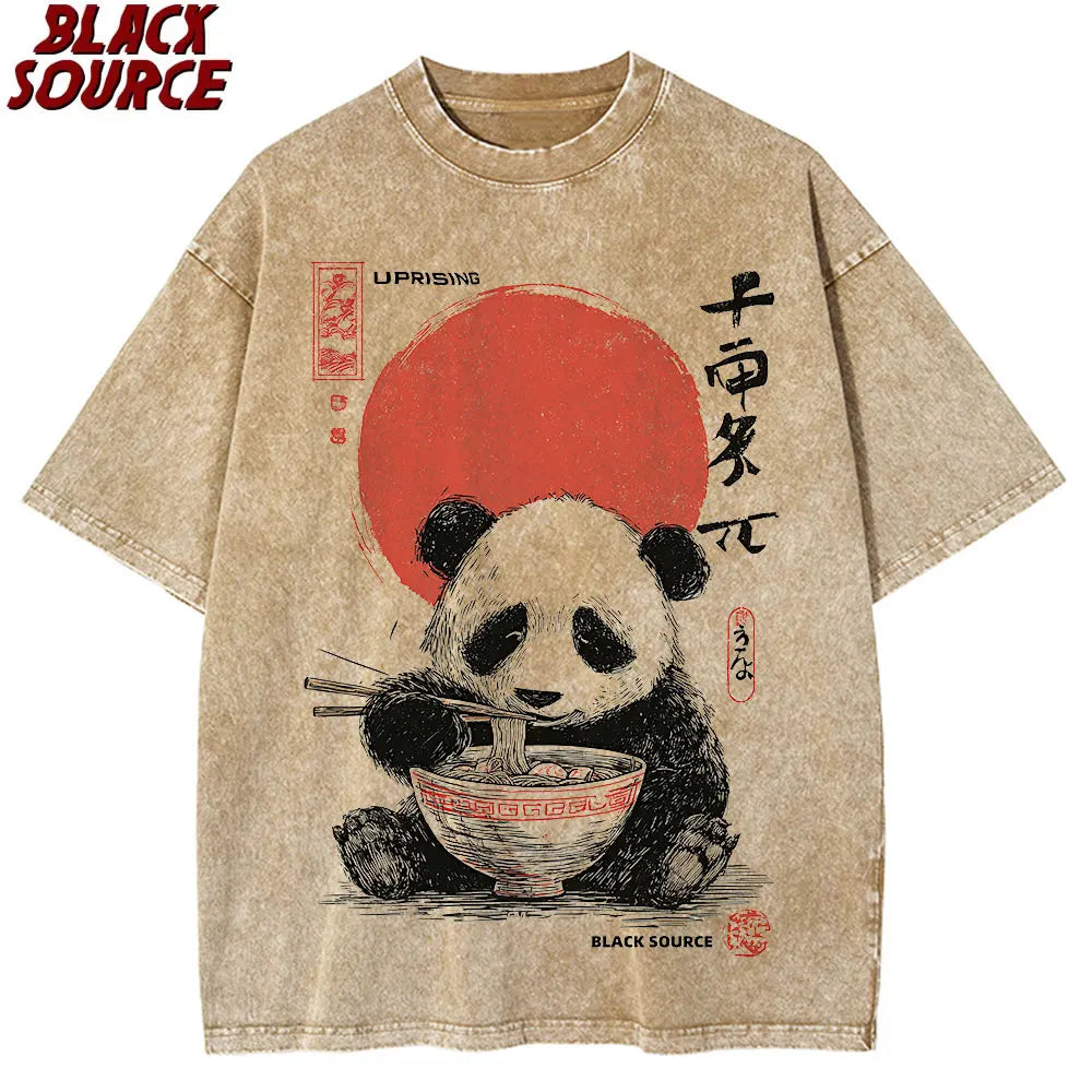 t0207 Panda Enjoying Time T Shirts Men Women Short Sleeve Oversize T Shirt Loose Summer Tee Clothes Casual Fashion Tops
