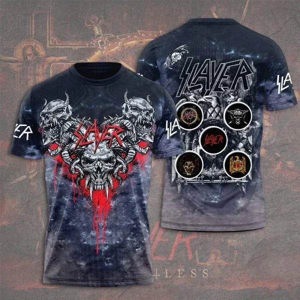 Fashion Men's T-shirt Rock Band Slayer 3D Printed t shirts Men Women Hip Hop Short Sleeve Tee Oversized Streetwear Tops Clothing