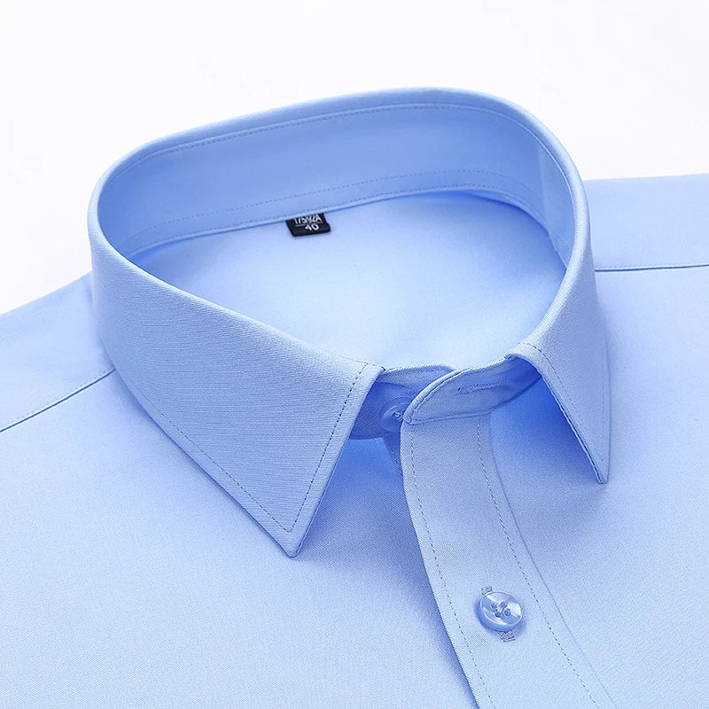 2025 New Bamboo Fiber Men's Long Sleeve Shirt Business Banquet Formal Social Comfortable Black Shirt Super Large 5XL 6XL 7XL 8XL