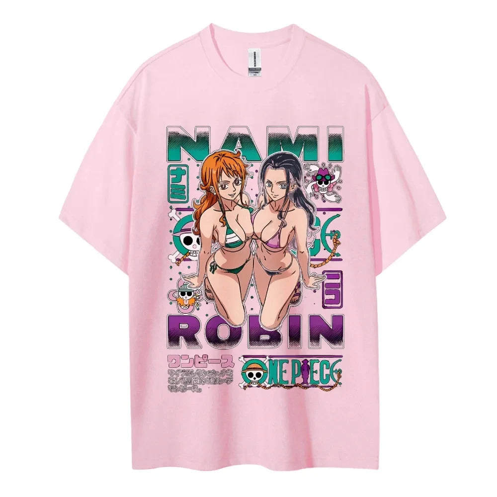 ONE PIECE Anime NAMI ROBIN Printed T-shirt Men's and Women's T-shirt Men's Top Sports T-shirt Men's T-shirt Summer Tee 2026