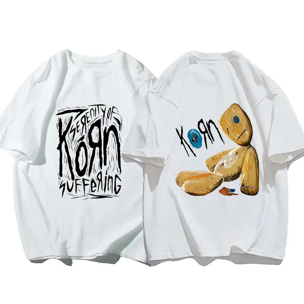 Korn Rock Band Printed T-Shirt Korn WORLD TOUR Music T Shirt for Men Women Loose Short Sleeve Summer Casual Hip Hop Streetwear