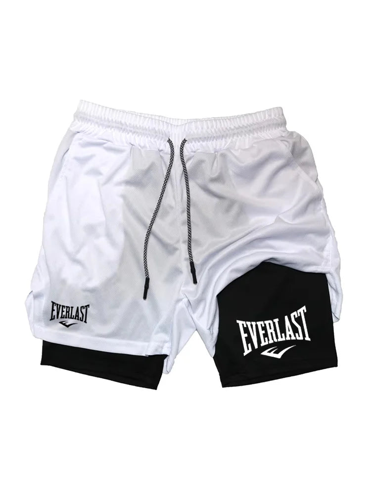 Men Running Shorts 2 in 1 Double-deck Sport Shorts Sportswear Gym Fitness Short Pants Training Jogging Bottom Men's Clothing