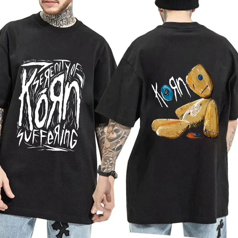 Korn Rock Band Printed T-Shirt Korn WORLD TOUR Music T Shirt for Men Women Loose Short Sleeve Summer Casual Hip Hop Streetwear