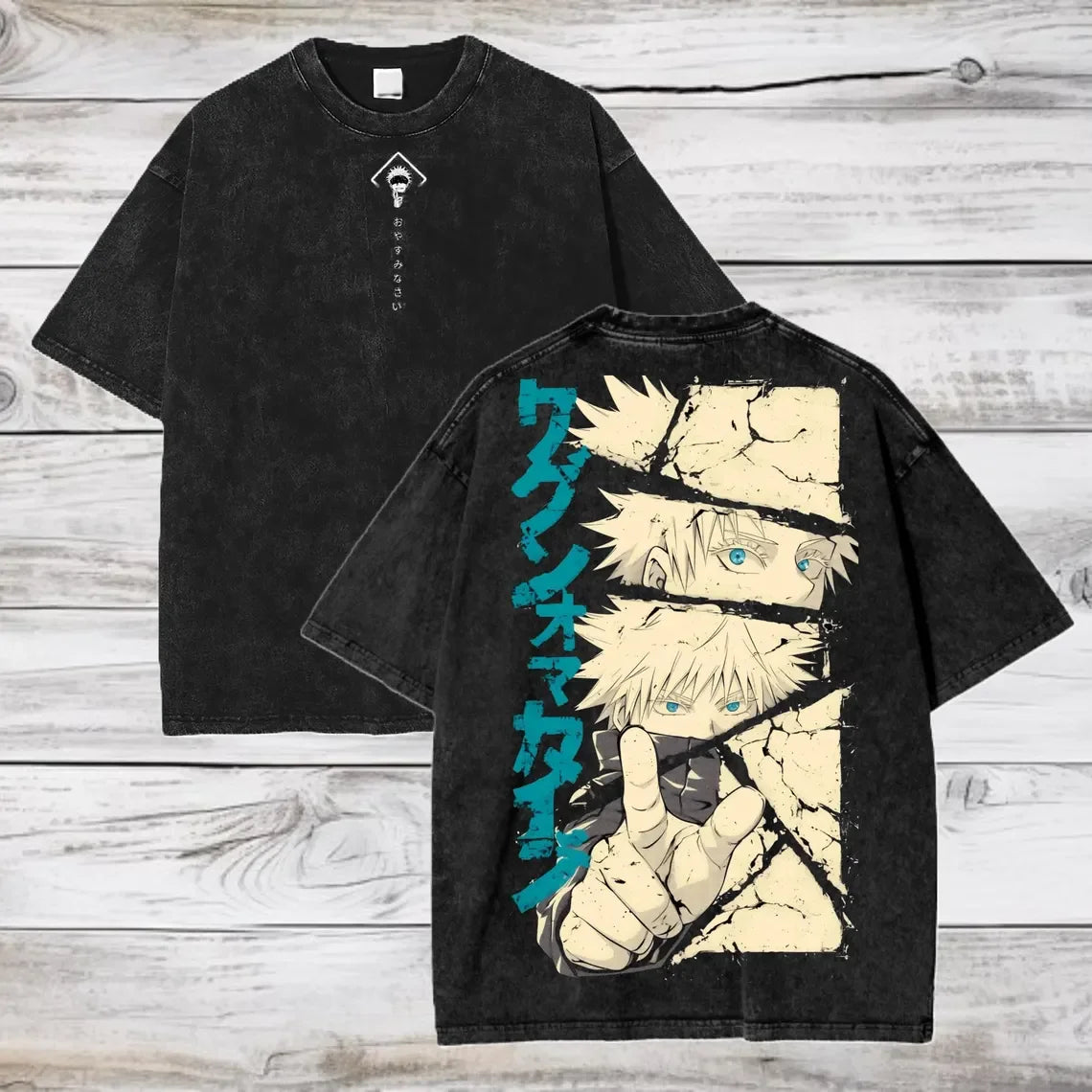 Gojo Satoru Jujutsu Kaisen T Shirt Men Women Tshirt Washed Cotton T-shirt Clothing Summer Short Sleeve  Tees Streetwear