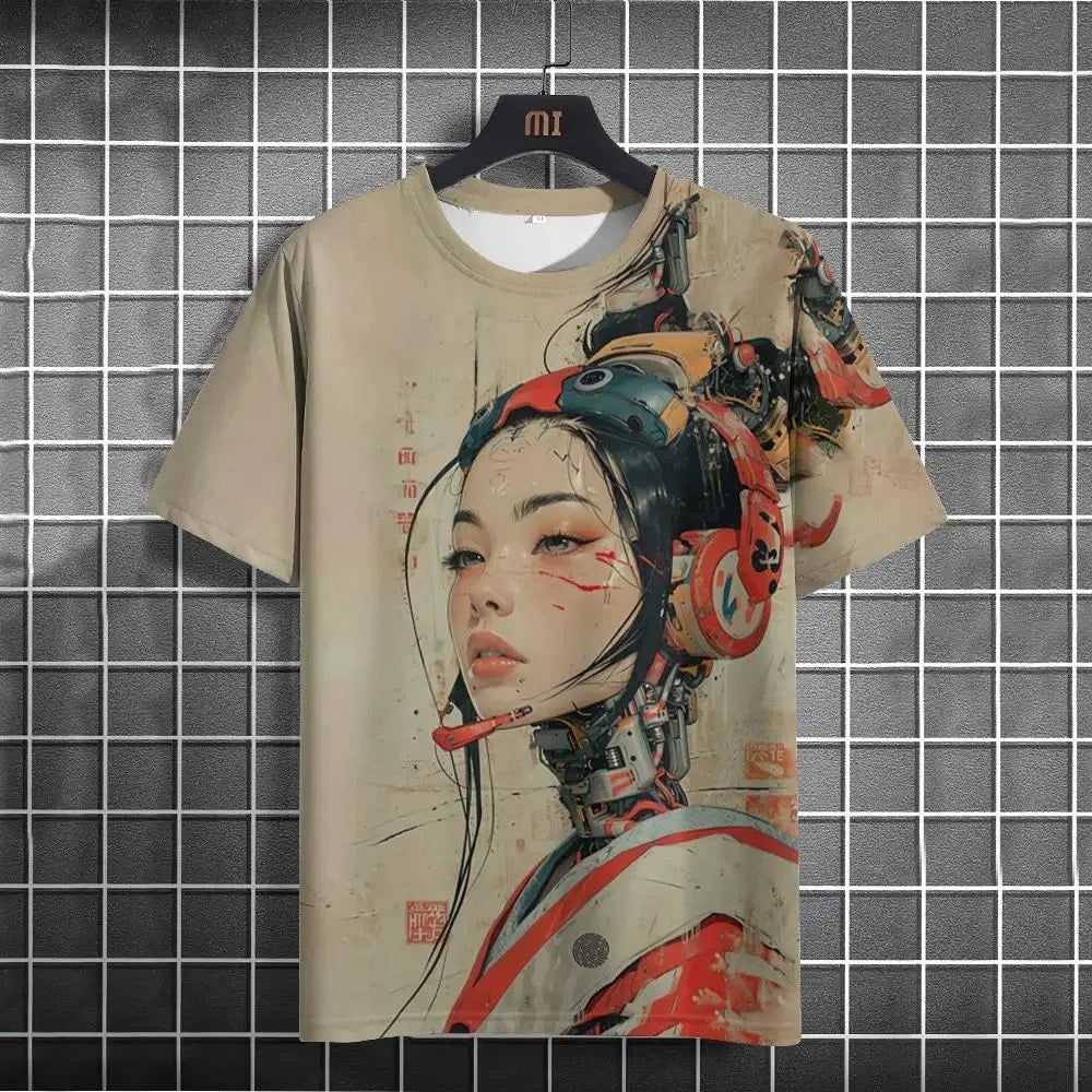 New 2025 Men's Fashion Anime Character Printed Round Neck Quick Drying Top Street Trendy Breathable T-shirt