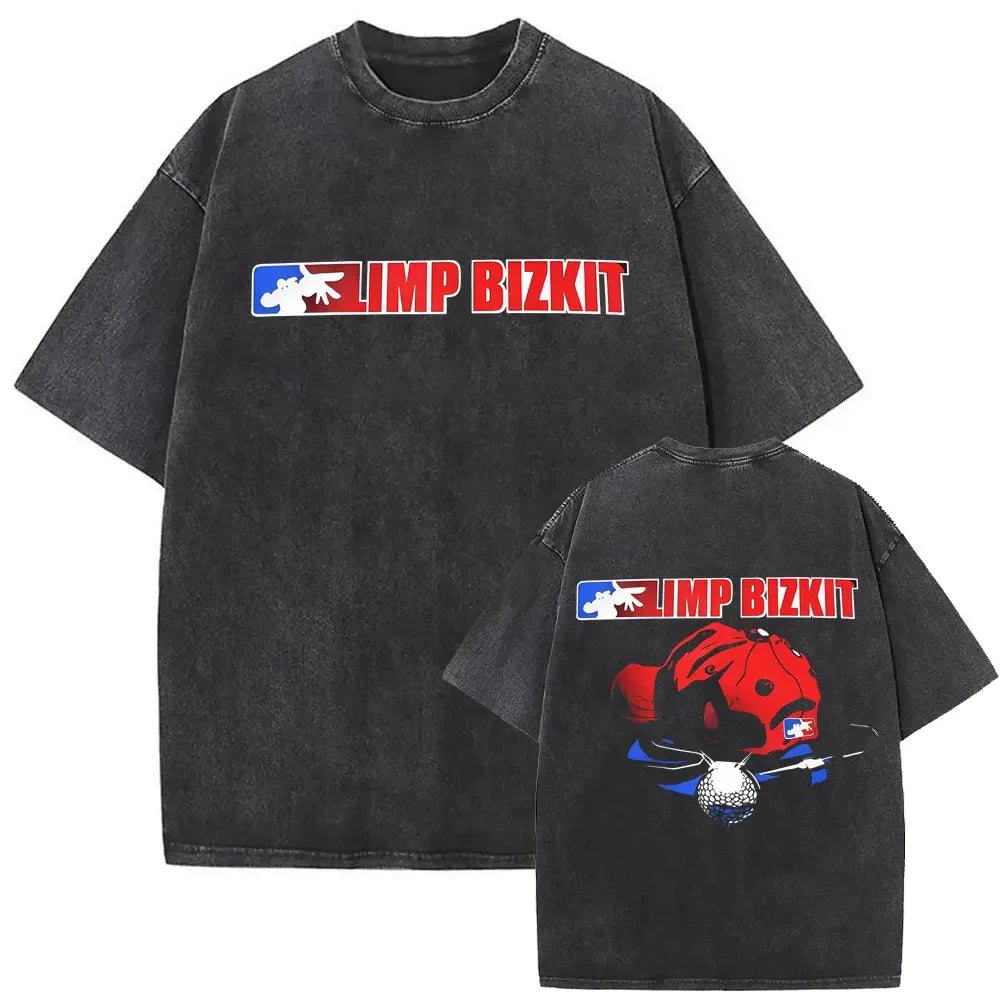 Y2k Tshirt Men Clothing Washed Vintage Rock Band Limp Bizkit Album Graphic 2025 Mens Clothes Tee Shirt Homme Graphic TShirts Men