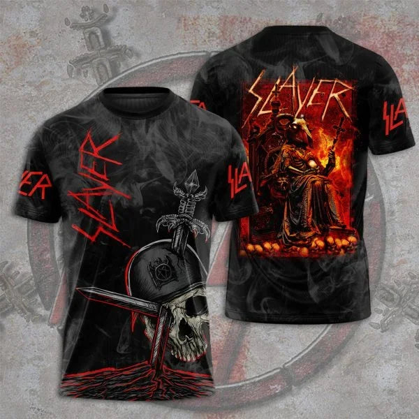 Fashion Men's T-shirt Rock Band Slayer 3D Printed t shirts Men Women Hip Hop Short Sleeve Tee Oversized Streetwear Tops Clothing