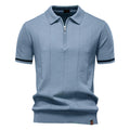 AIOPESON Men's Solid Color Sport Zipper Polo Shirt Athletic Social Polo Shirts for Men Office Slim Fit Polo