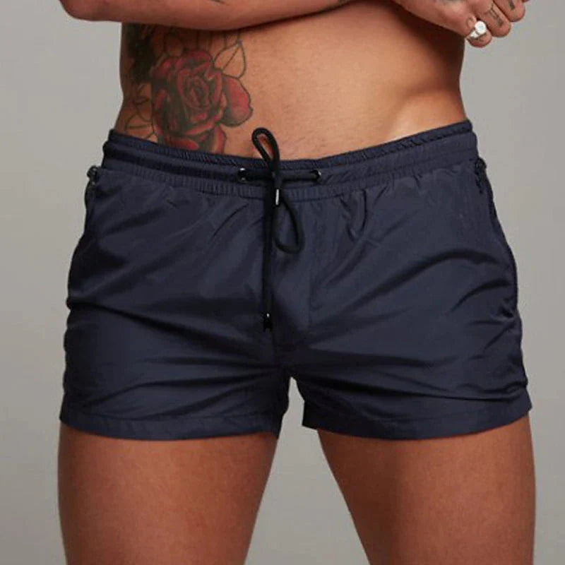 Men's Athletic Short Workout Running Gym Short Side Zipper Double Pocket Drawstring With Mesh Lining Solid Color Quick Dry Short