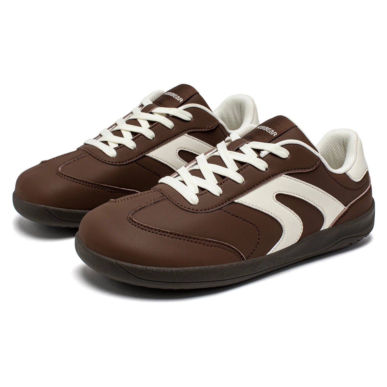 HOBIBEAR Wide Toe Shoes Unisex Artificial Leather Barefoot Sneakers Casual Retro Zero Drop Shoes for Women Men