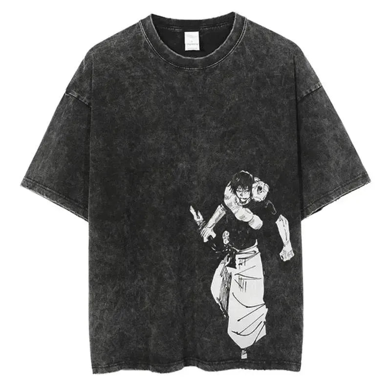 Fushiguro Toji Printed T Shirt Anime Jujutsu Kaisen Tshirt Men Women Casual Loose T-shirts Washed Cotton Tee Harajuku Male Tops