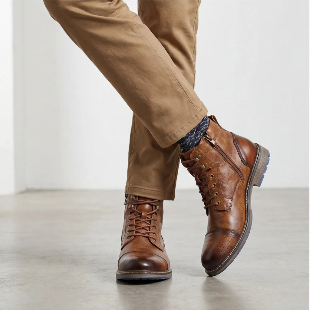 Size 7~13 Retro Men Boots 2023 Fashion Comfortable  Spring Leather Boots
