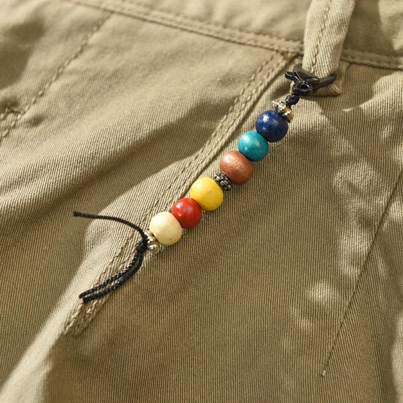 HIQOR 2026 Spring Autumn Men Pure Cotton Men Cargo Pants Korean Style Male Casual Loose Belt Mid Waist Man Trouser Plus Size 38