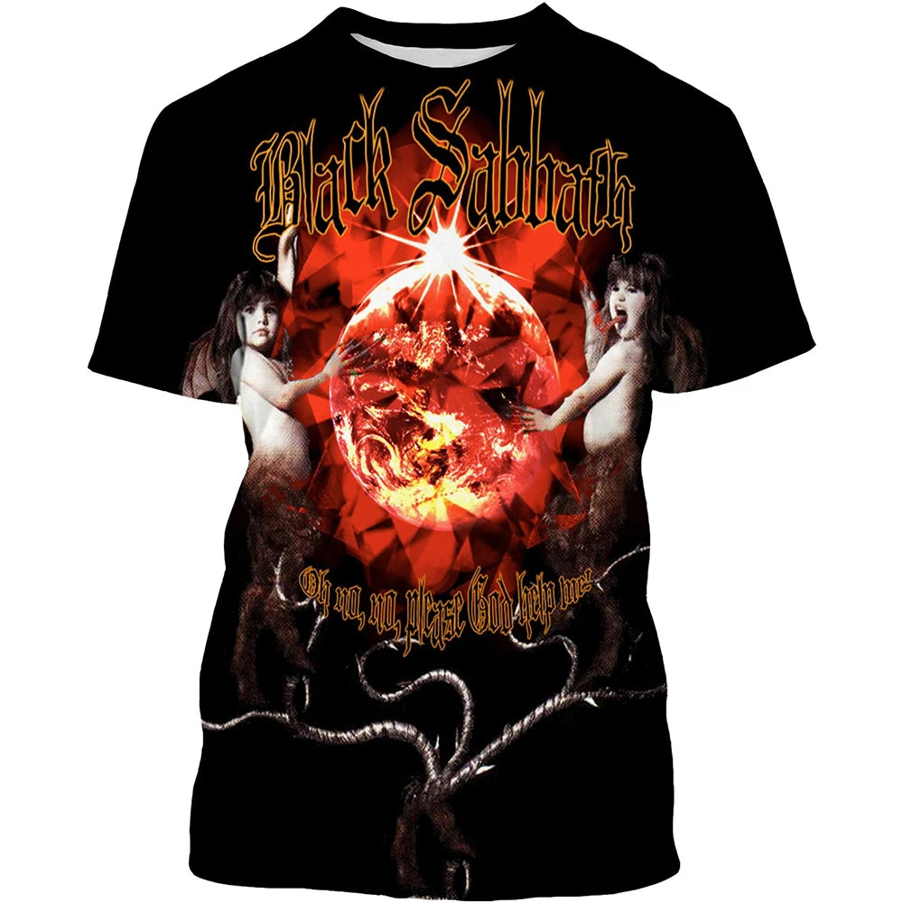 Summer New Fashionable Black Sabbath Men's 3D Printed T-shirt Hip Hop Casual Cool Short Sleeve