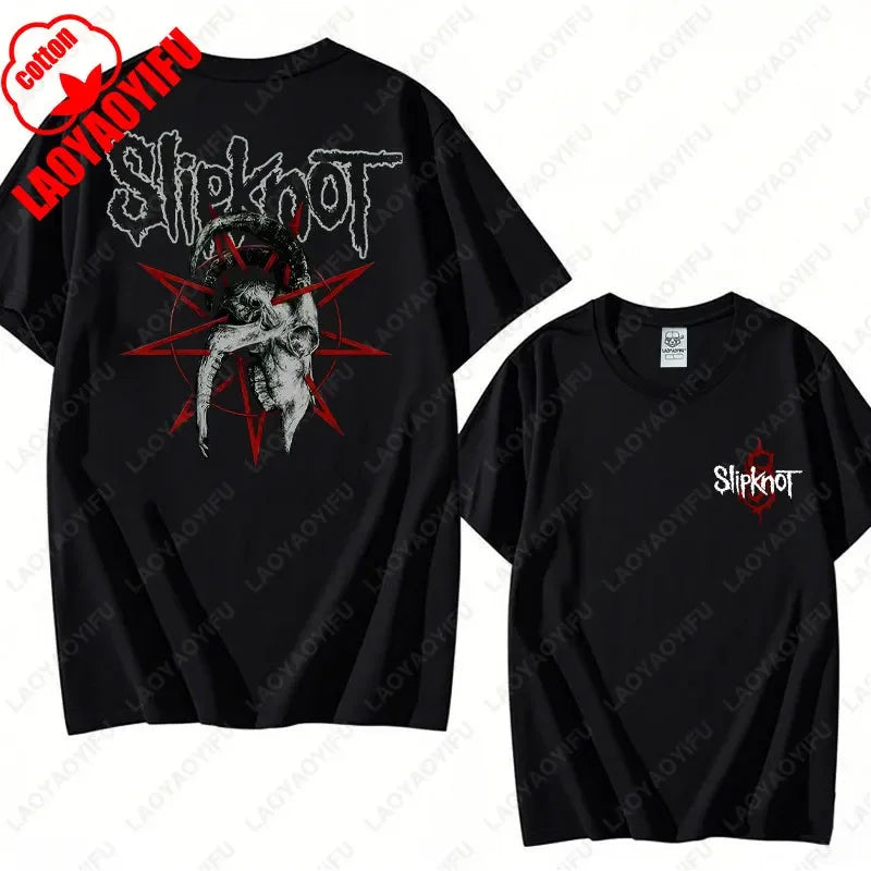 Prepare for Hell Tour Shirt Heavy Metal Cotton Tees Man Rock Band T-shirt Men's Slipknots Double Sided Print Short-sleeve Tops
