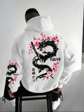 Japan Men Women Anime Dragon Sakura Print Hoodie Street Harajuku Y2K Sports Casual Loose Autumn Winter Warm Sweatshirt Clothing