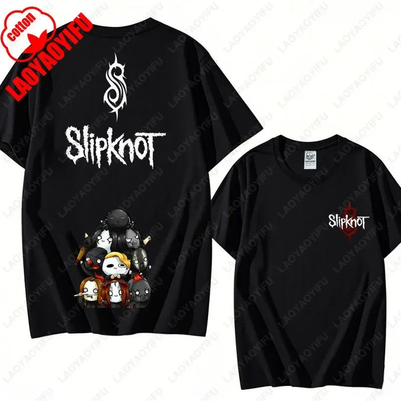 Prepare for Hell Tour Shirt Heavy Metal Cotton Tees Man Rock Band T-shirt Men's Slipknots Double Sided Print Short-sleeve Tops