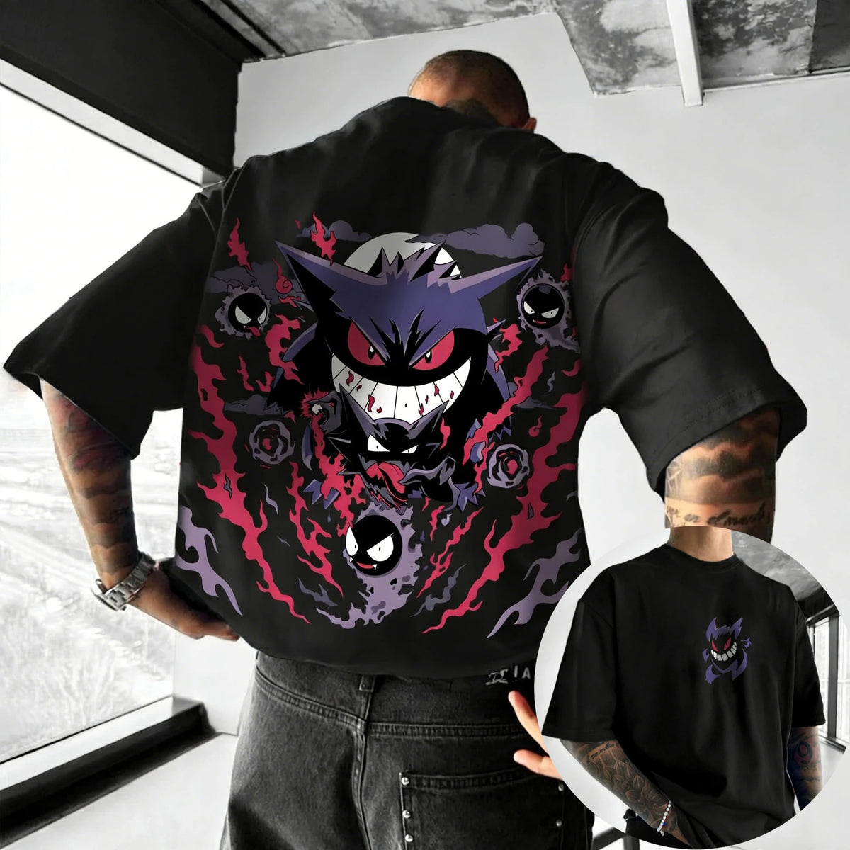 Pokémon Anime Gengar Peripheral Printed T-shirt Summer Men's and Women's T-shirt Trendy Loose Casual Y2K Short Sleeve 2026 New