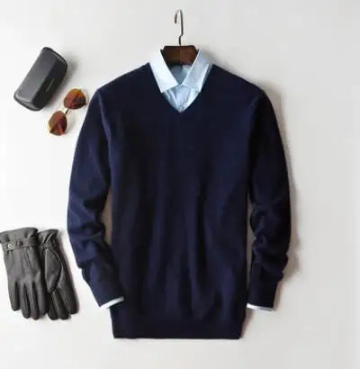 Classic Pullover V-Neck Sweater Men 2024 Autumn Winter Cashmere Cotton Blend Warm Jumper Clothes Pull Homme Man Hombres Sweater