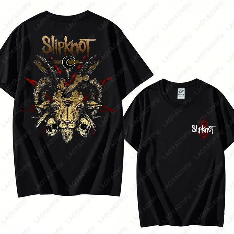 Prepare for Hell Tour Shirt Heavy Metal Cotton Tees Man Rock Band T-shirt Men's Slipknots Double Sided Print Short-sleeve Tops
