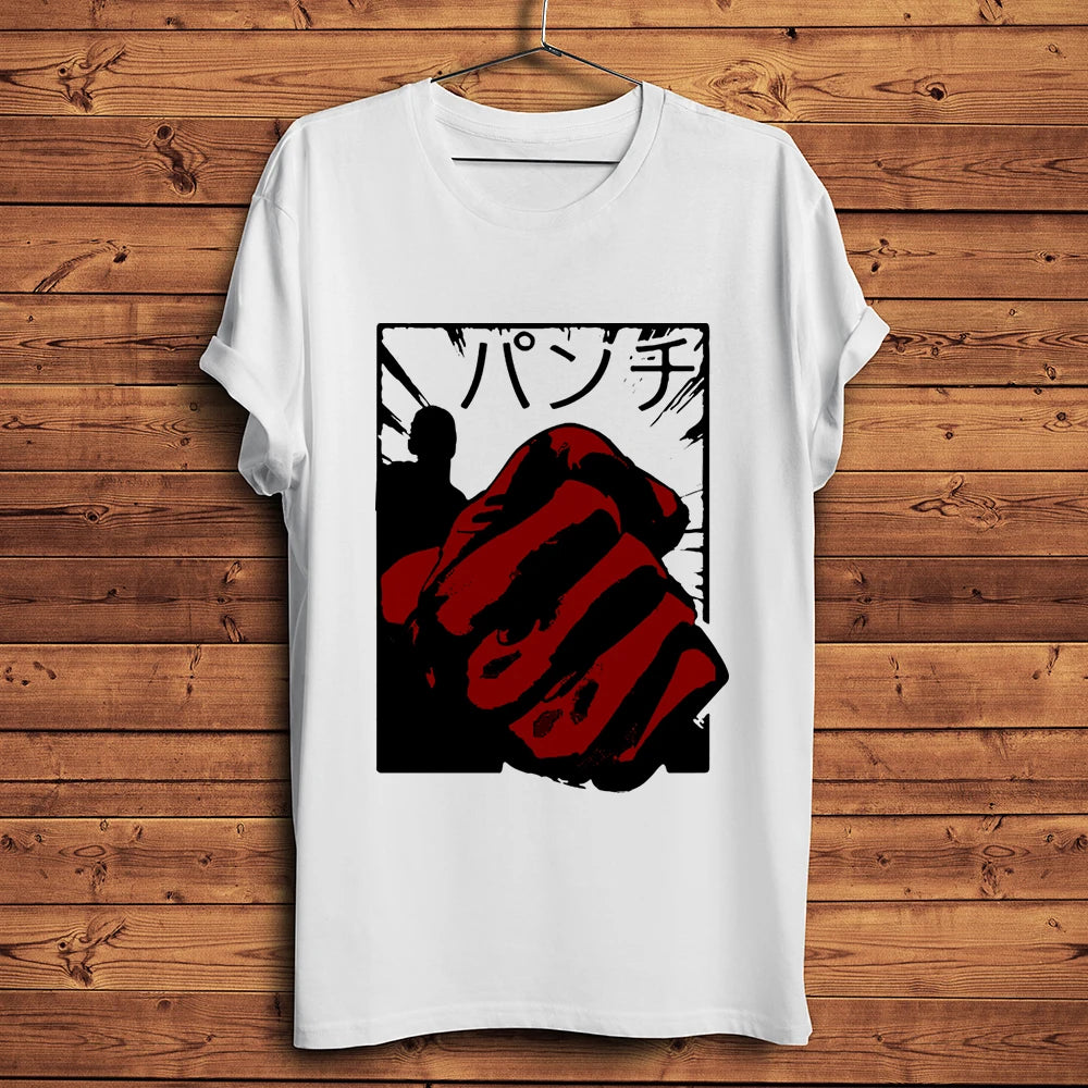 One Punch Hero, Saitama, OK MAN, Funny Anime Tshirt, Men White Casual Short Sleeve T-Shirt, Unisex Streetwear, Manga Tee