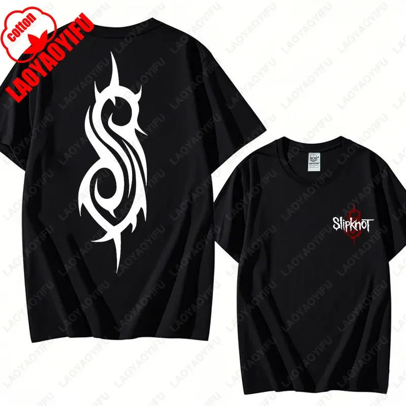 Prepare for Hell Tour Shirt Heavy Metal Cotton Tees Man Rock Band T-shirt Men's Slipknots Double Sided Print Short-sleeve Tops