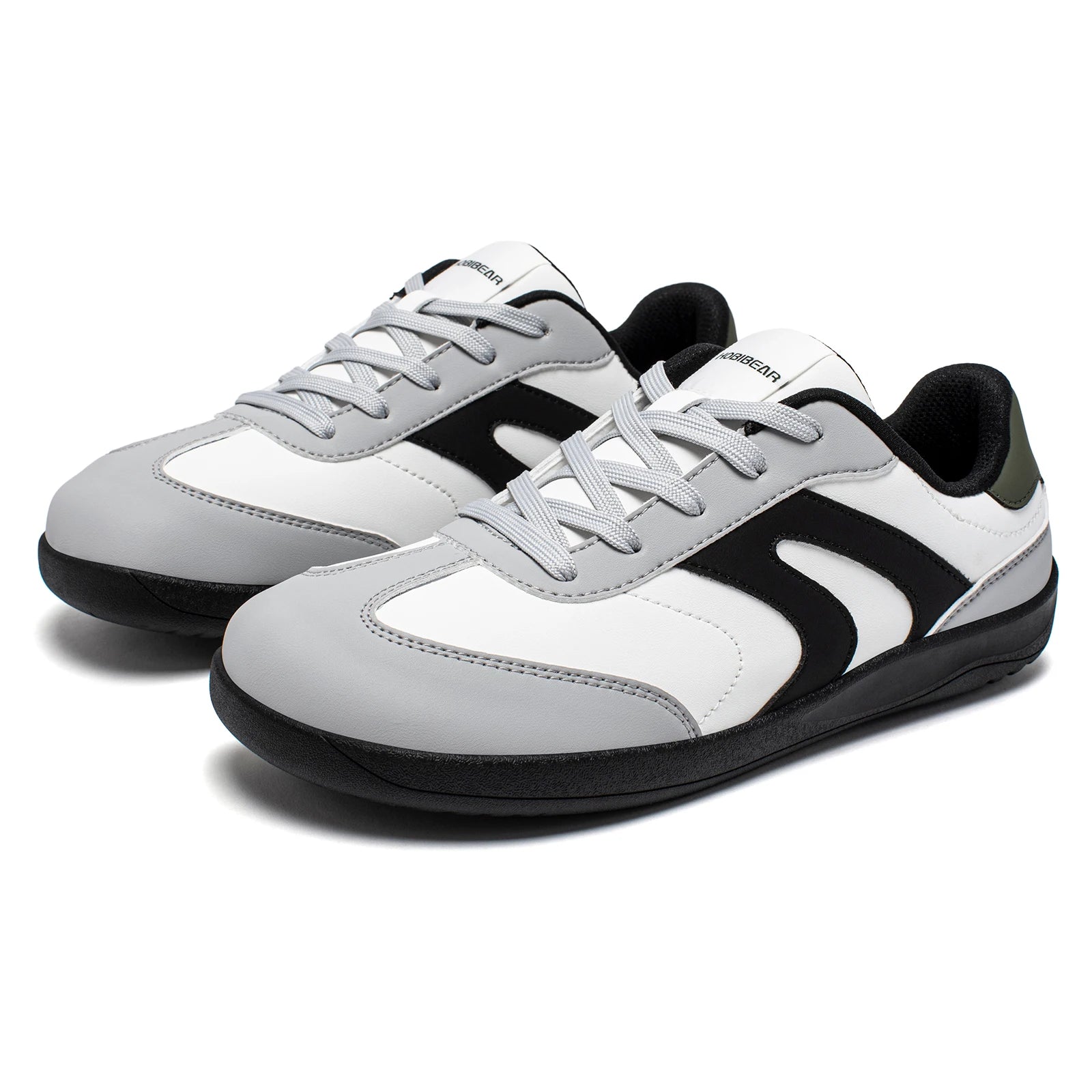 HOBIBEAR Wide Toe Shoes Unisex Artificial Leather Barefoot Sneakers Casual Retro Zero Drop Shoes for Women Men