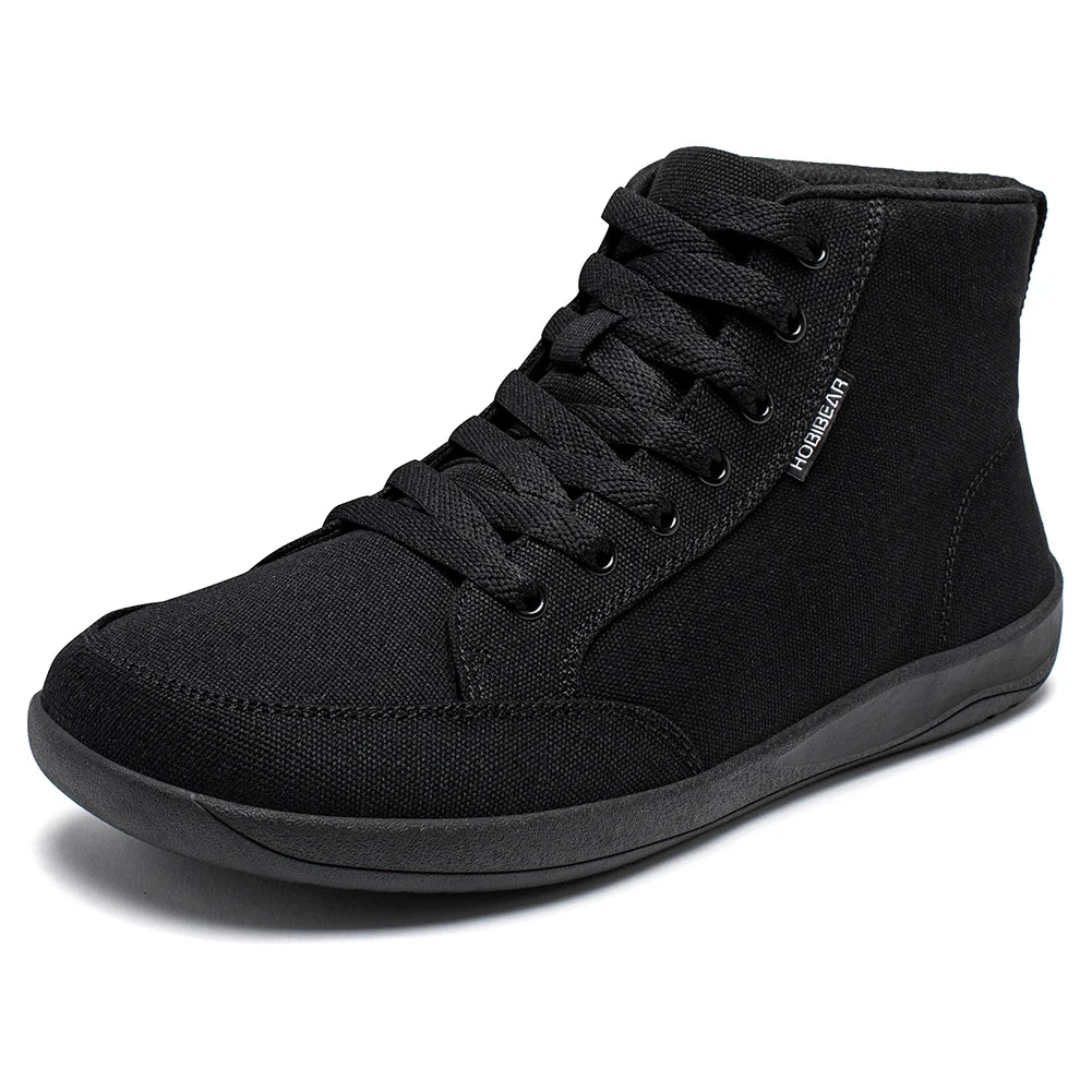 HOBIBEAR Mid-Top Barefoot Shoes Unisex Wide Toe Box Canvas Sneakes Zero Drop Lace Up Outdoor Walking Shoes