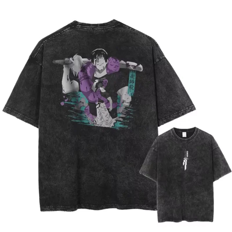 Fushiguro Toji Printed T Shirt Anime Jujutsu Kaisen Tshirt Men Women Casual Loose T-shirts Washed Cotton Tee Harajuku Male Tops