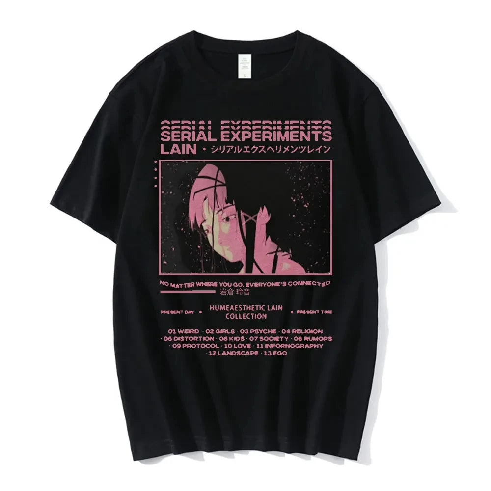Anime Serial Experiments Lain T-Shirt Men Women Graphic T Shirts Unisex Iwakura Manga Girl Sci Fi Short Sleeve Tee Tops 62463