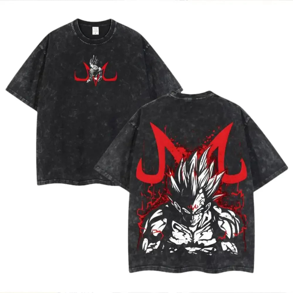 Anime Dragon Ball Cosplay Washed Goku T-Shirt Cotton Loose Large Casual Sports Vegeta Gym T-Shirt Men's Harajuku Tee Clothing