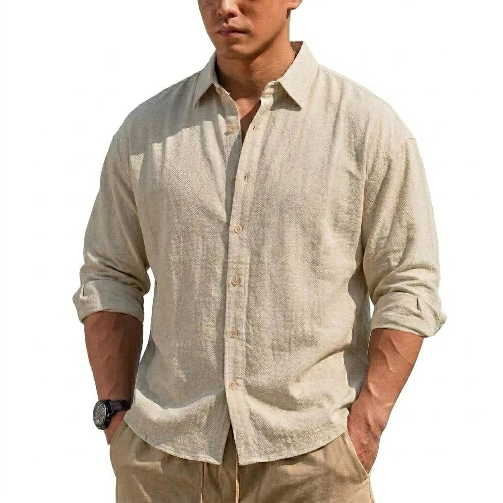 New Men's Long Sleeve Cotton Shirt Luxury  T Shirt Elegant Men's Linen Shirts Autumn Breathable Hawaiian Shirts Button T-shirt