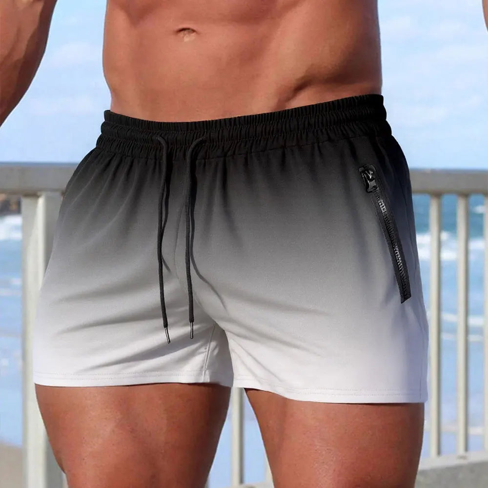 Men's Athletic Short Workout Running Gym Short Side Zipper Double Pocket Drawstring With Mesh Lining Solid Color Quick Dry Short