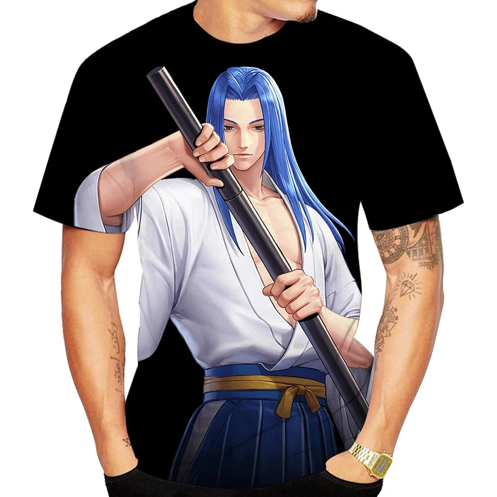 Fun fighting game creative 3D printed short sleeved T-shirt with fashionable, cool and trendy personality