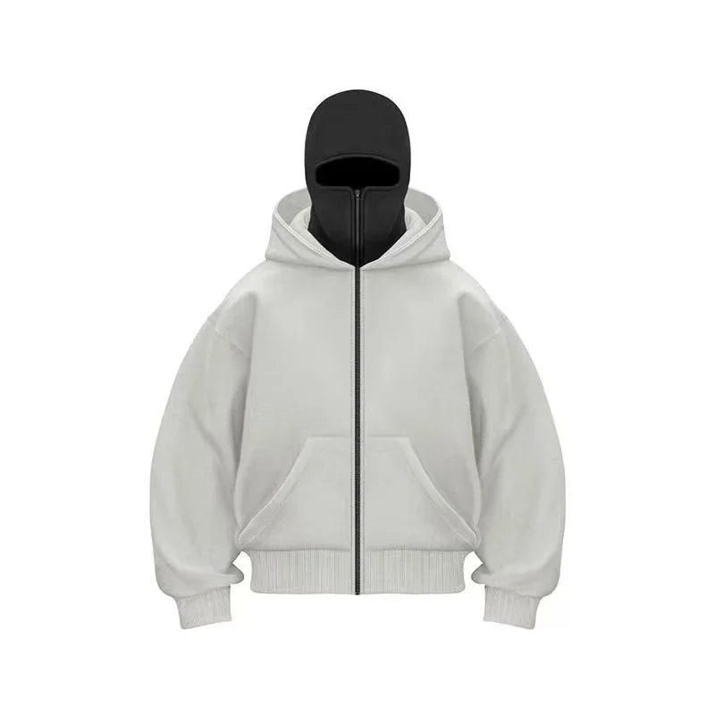 Men and Women Balaclava Y2K Gothic Harajuku Spring Autumn Winter New Item Double Hooded Sweatshirt Men Hooded Mask Zipper Jacket