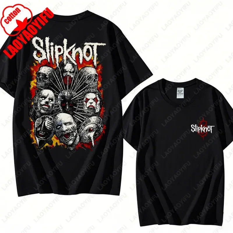 Prepare for Hell Tour Shirt Heavy Metal Cotton Tees Man Rock Band T-shirt Men's Slipknots Double Sided Print Short-sleeve Tops
