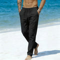 Men's Casual Pants Vacation Beach Style Cotton Linen Lightweight Solid Color Breathable Straight Leg Fashion Cozy Long Pants